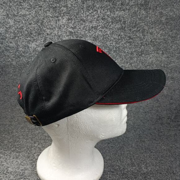 Tesla Hat Cap Logo One Size Black Red Piping Strapback Spellout - Picture 5 of 8
